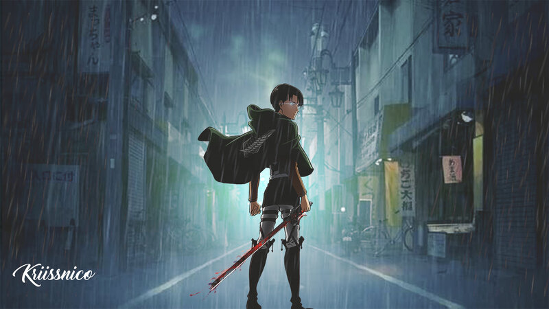 Soldier with Sword in Rain