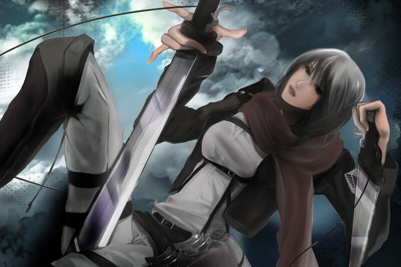 soldier with sword in storm