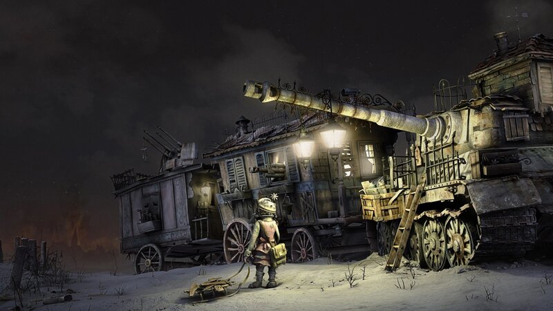 Soldier with Tank — Gray, Dramatic, Night, Digital Art