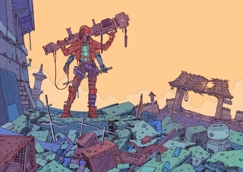 Soldier with Weapon — Orange, Dramatic