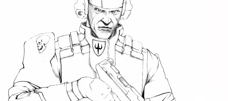 soldier with weapon sketch