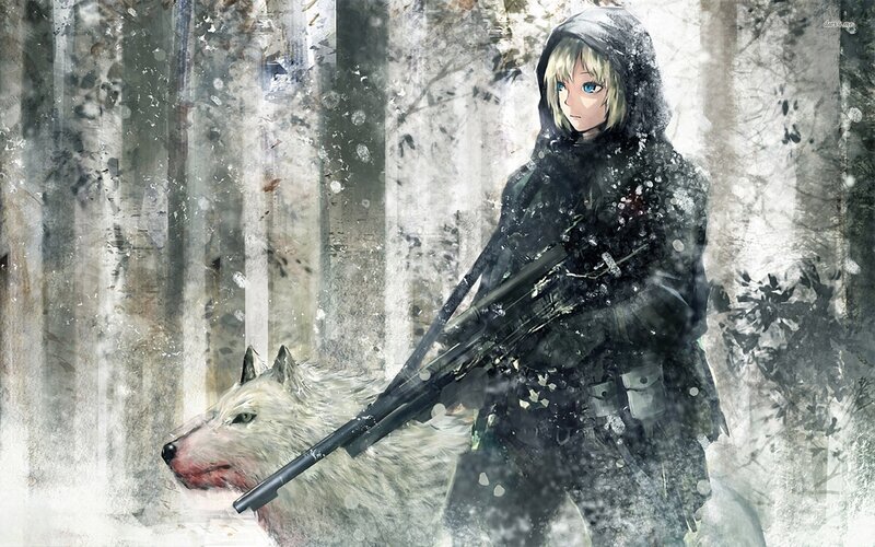 Soldier with Wolf — White