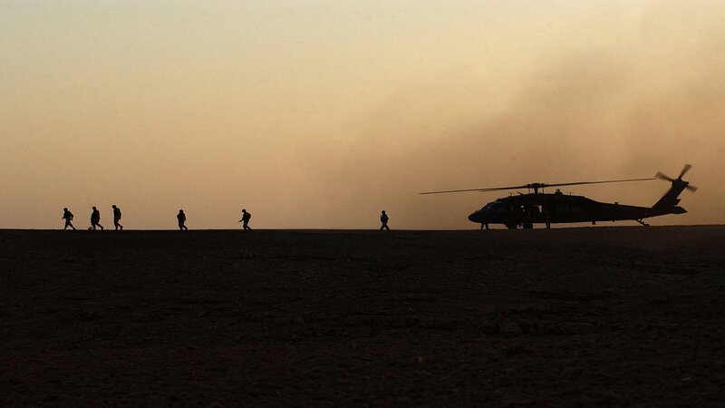 Soldiers and Helicopter