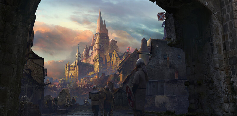 Soldiers Approaching Castle — Gray