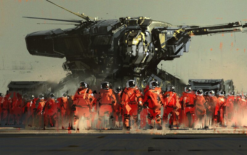 Soldiers Approaching Spaceship