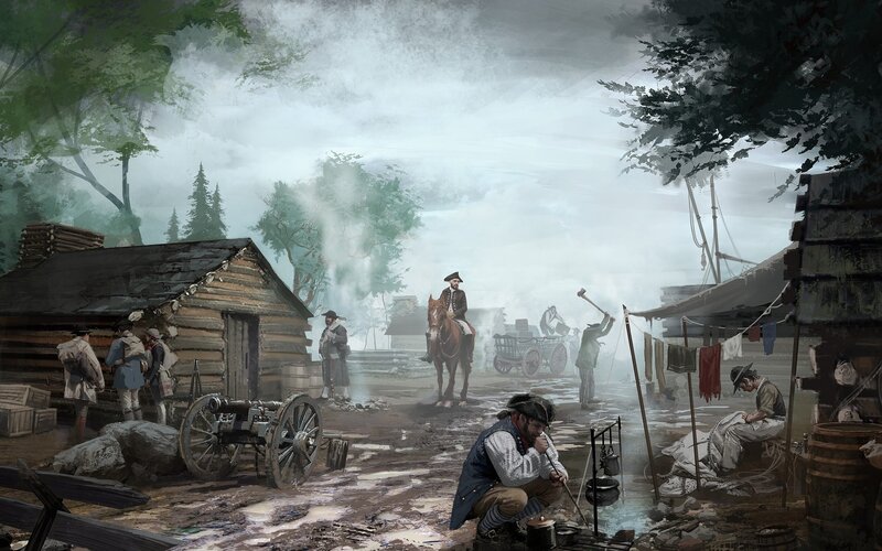 Soldiers at a Camp — Gray