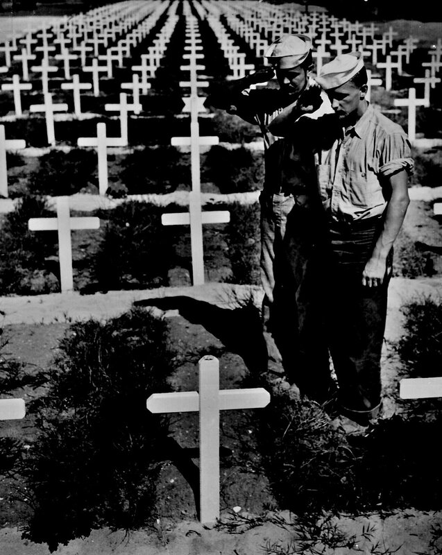 Soldiers at a military cemetery