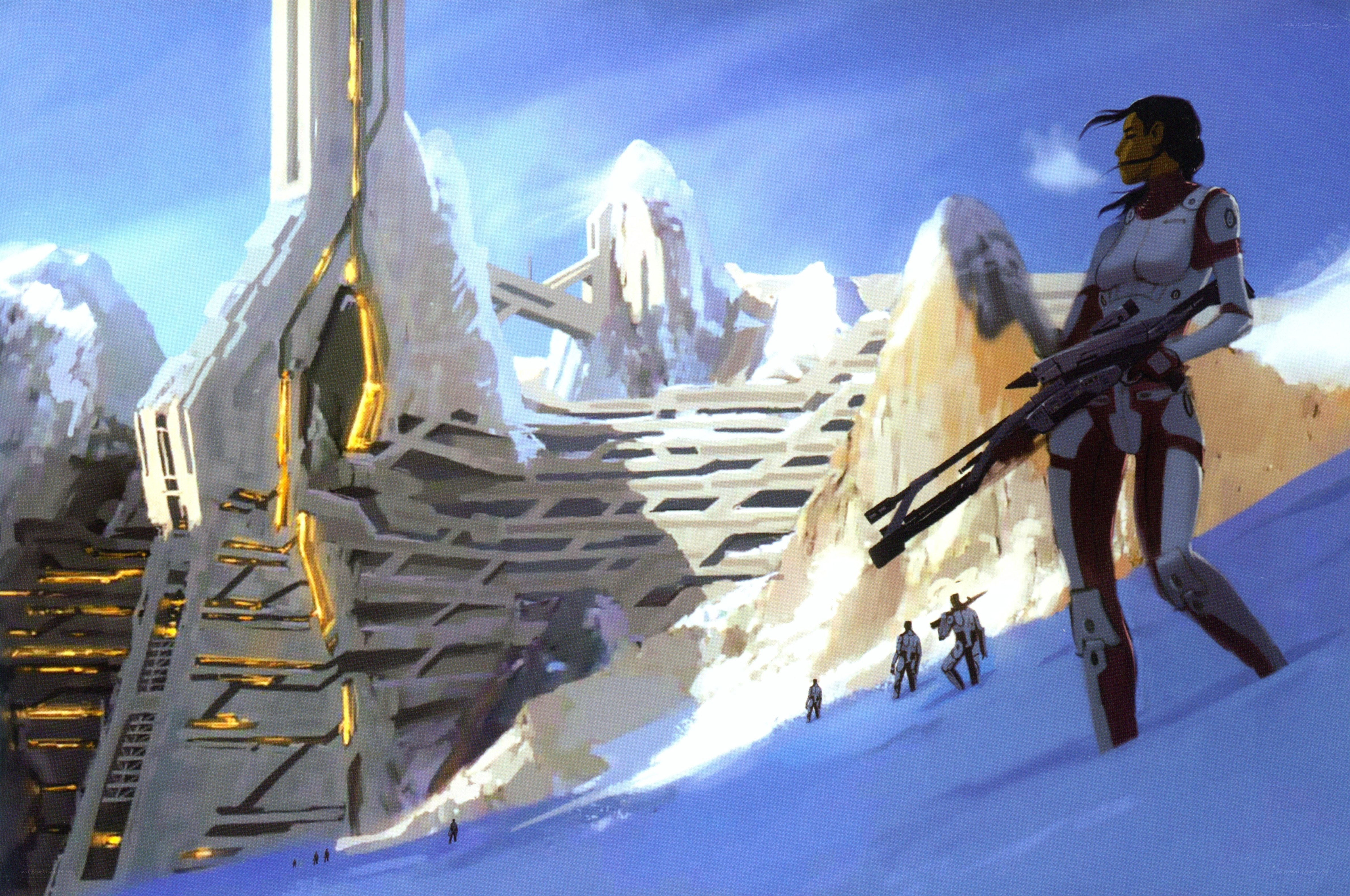 Soldiers at a snowy base