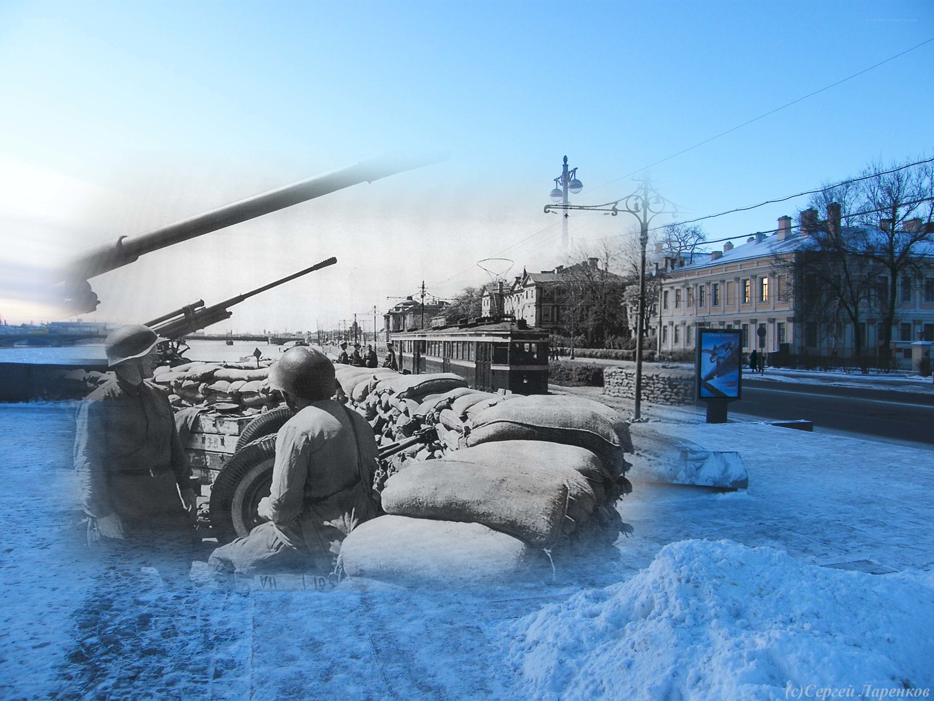 Soldiers at a winter artillery post