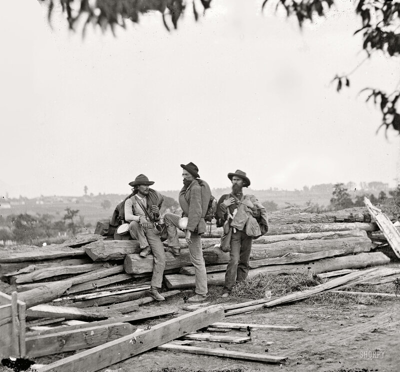 Soldiers at a wooden fortification