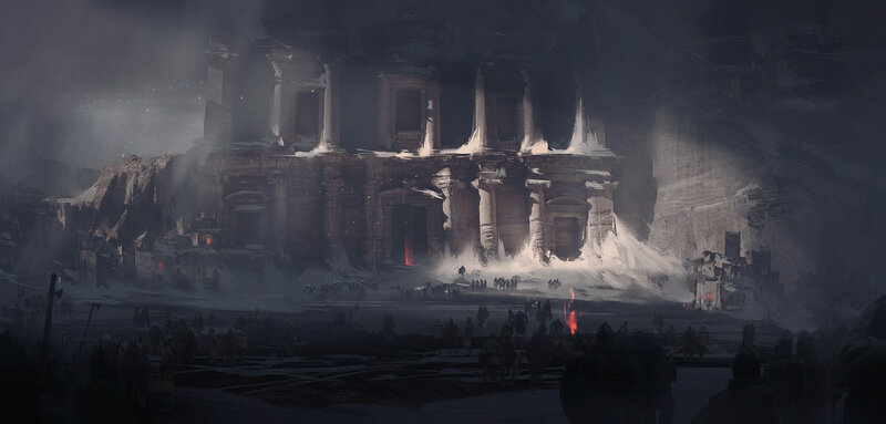 Soldiers at Ancient Ruins
