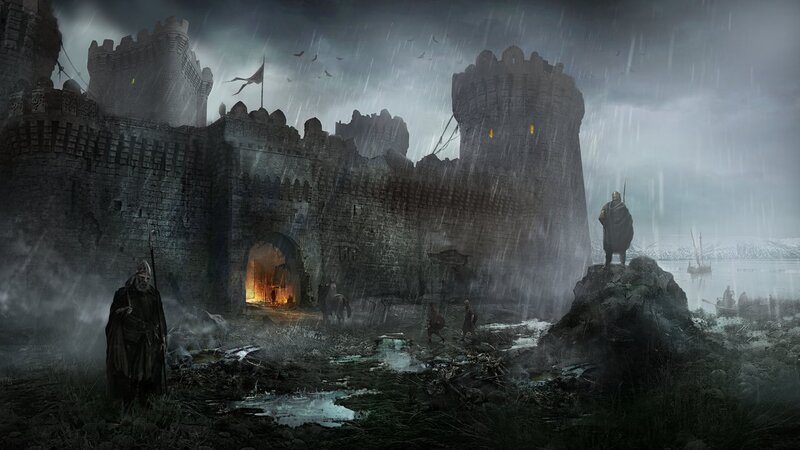 Soldiers at Castle Gate — Gray, Dramatic