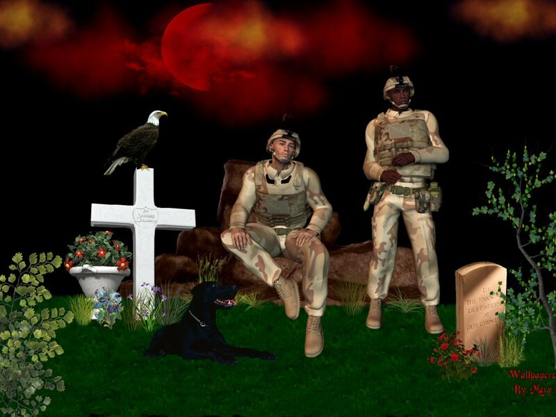 Soldiers at Gravesite — Green