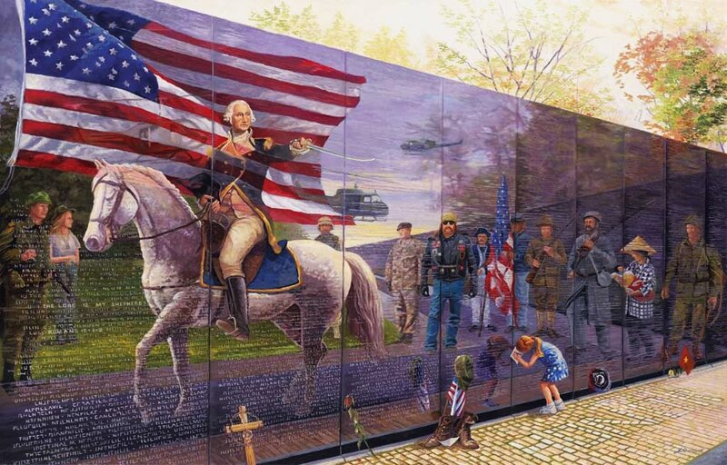 Soldiers at Memorial Wall
