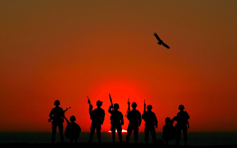 Soldiers at Sunset — Red