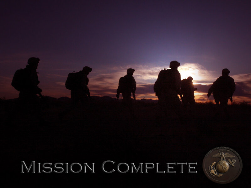 Soldiers at sunset with mission complete