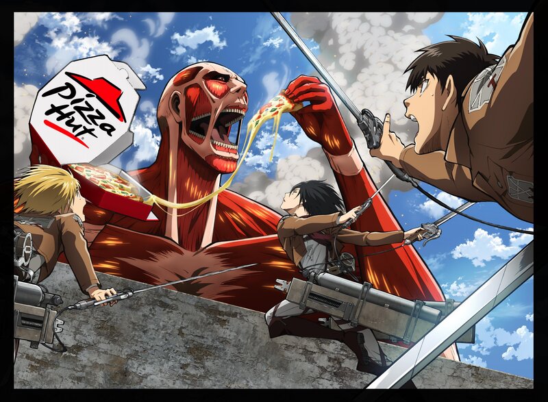 Soldiers Attacking Titan — Red, Dramatic