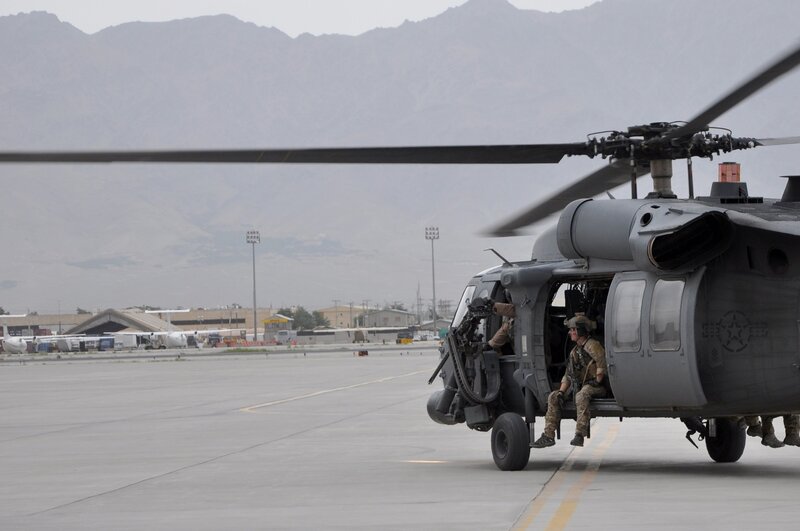 Soldiers boarding a helicopter