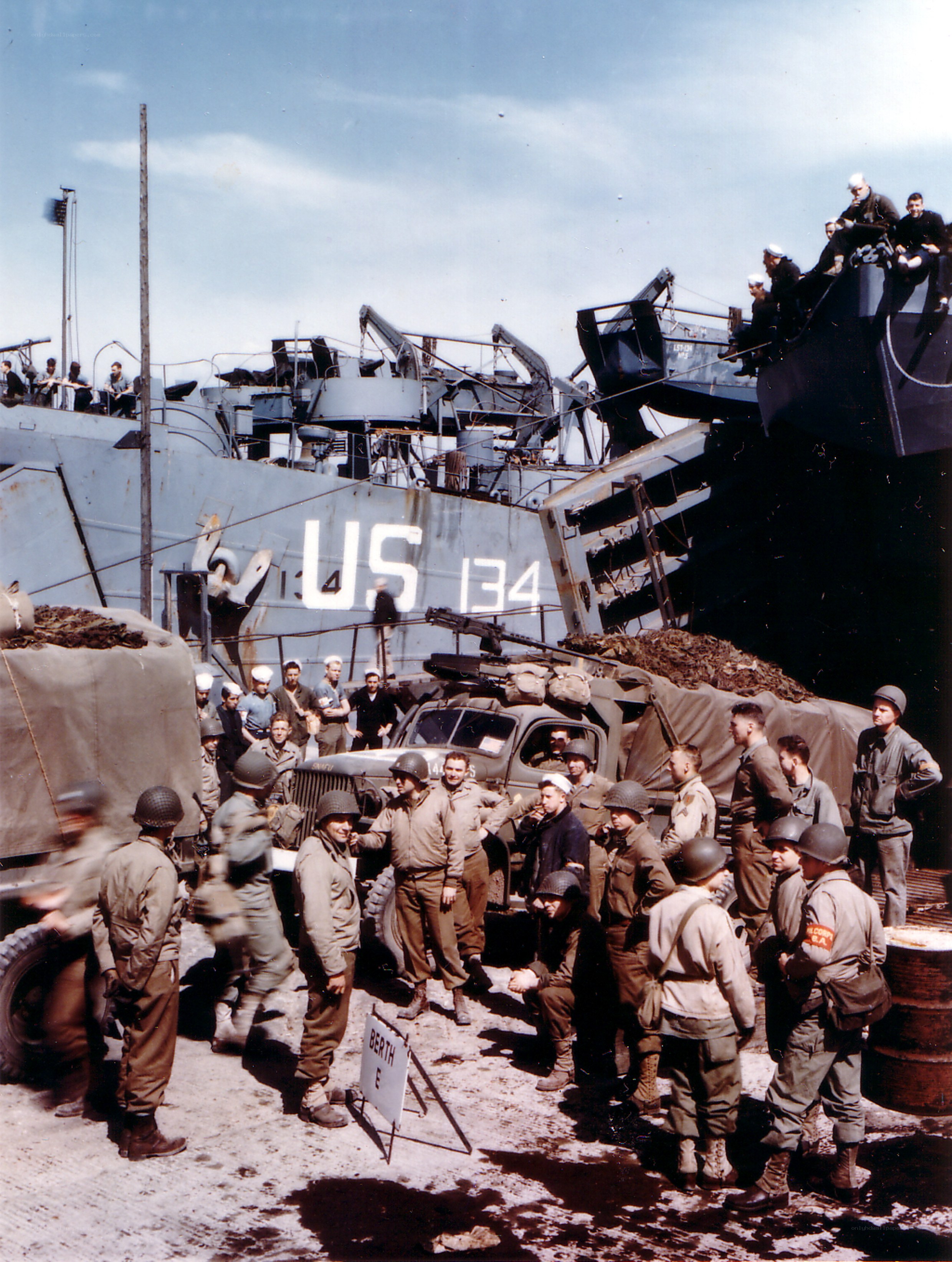 Soldiers boarding a ship