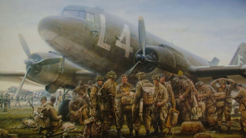 Soldiers boarding a transport plane