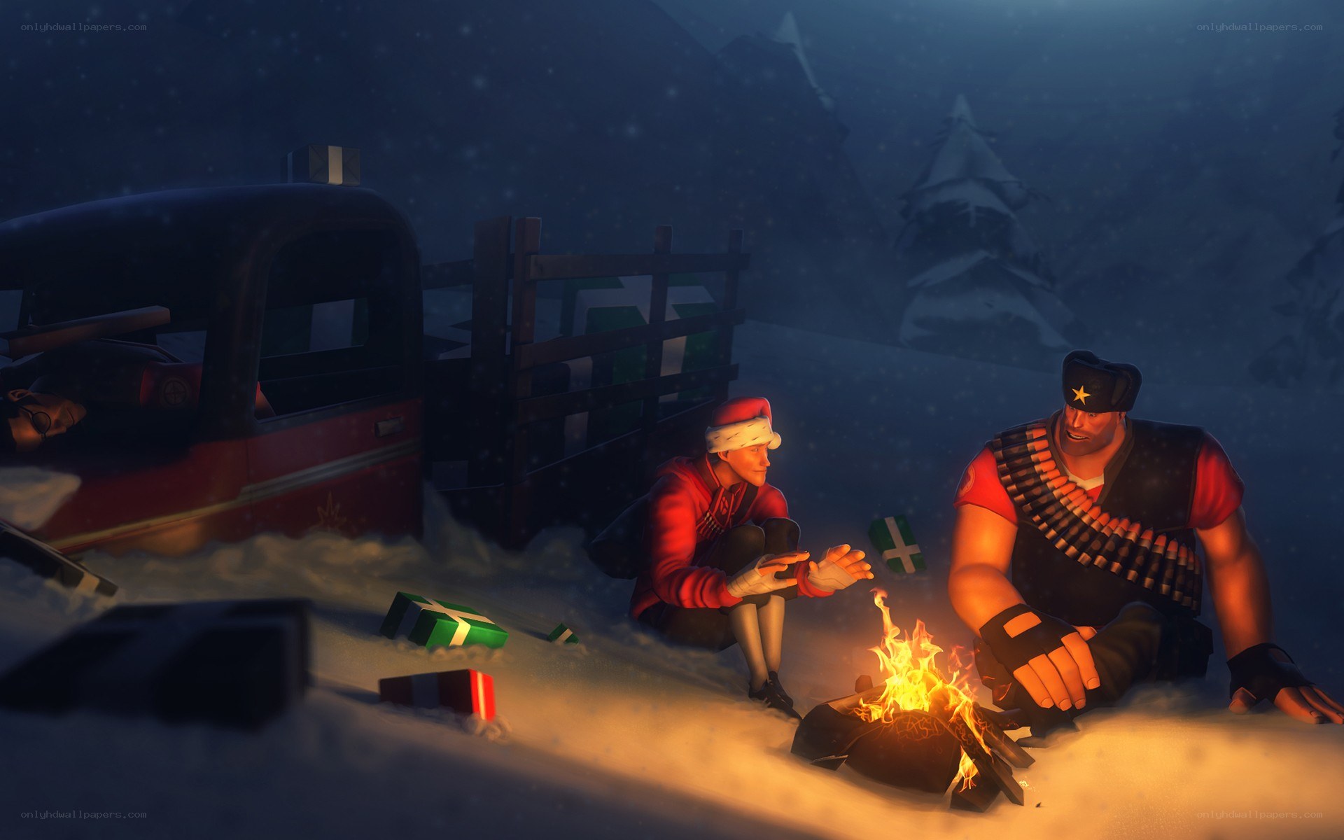 Soldiers by a campfire