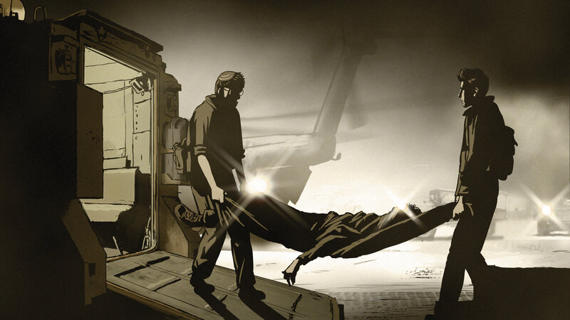 Soldiers carrying a wounded comrade