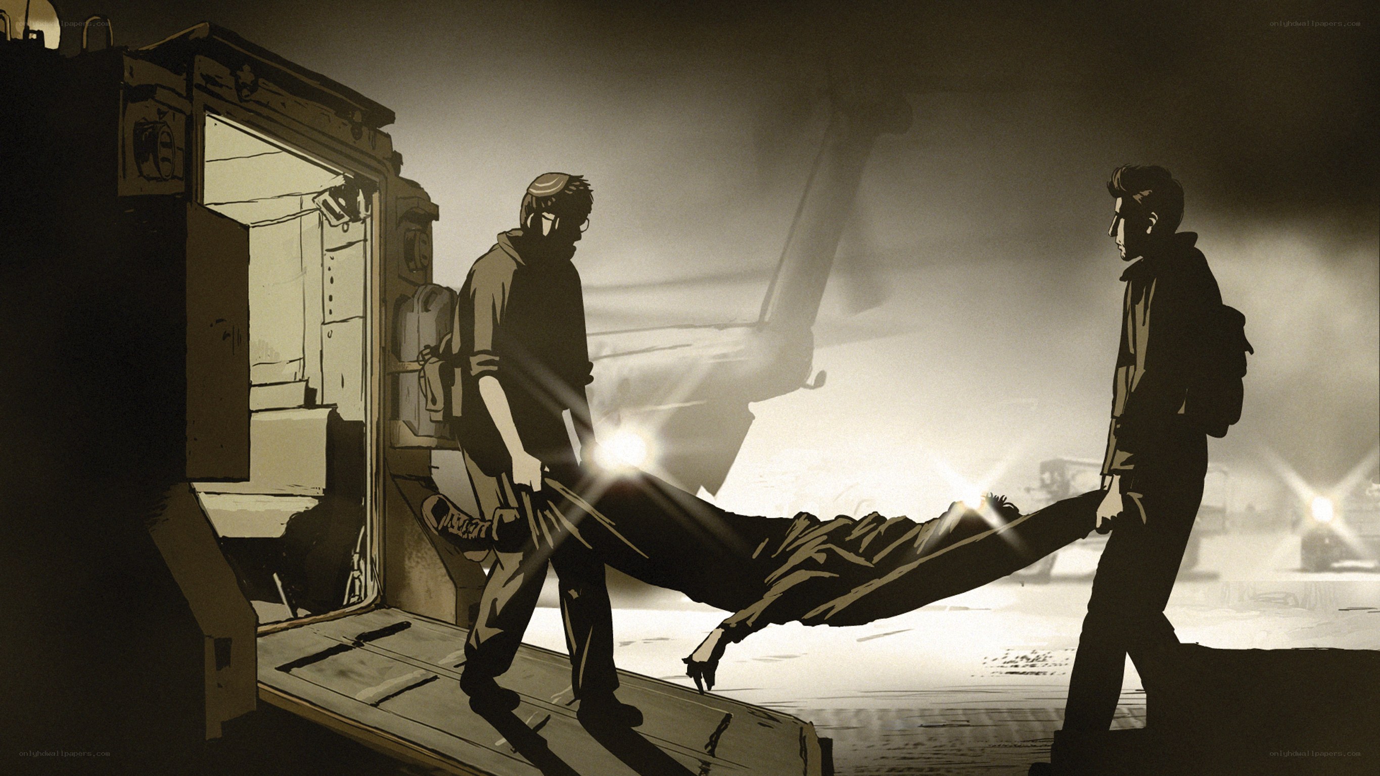 Soldiers carrying a wounded comrade