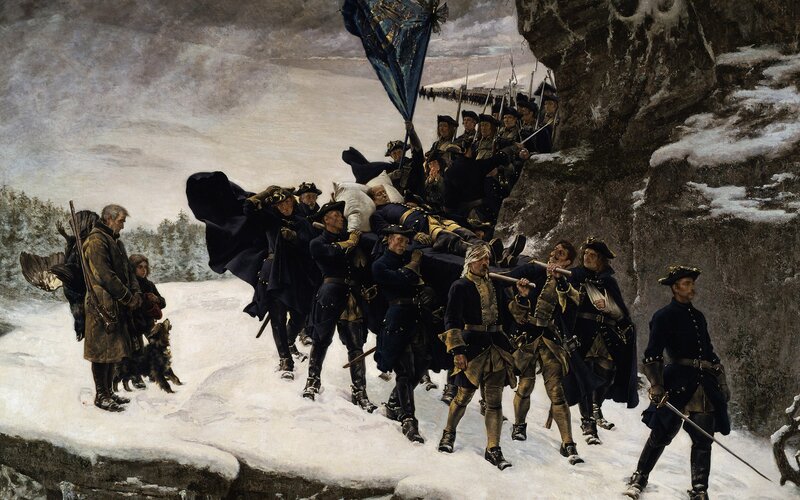 Soldiers carrying a wounded officer