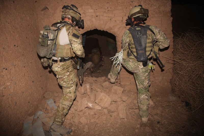 Soldiers entering a tunnel