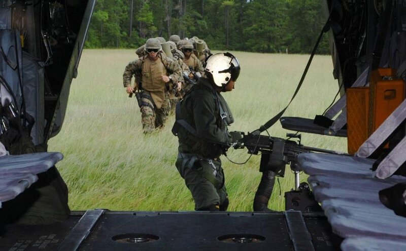 Soldiers Exiting Helicopter
