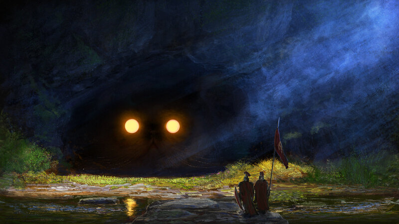 Soldiers Facing Giant Eyes