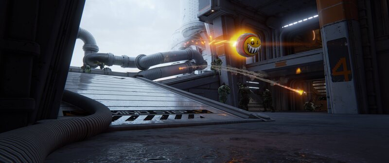 Soldiers Fighting Robot — Gray, Dramatic, 3d Render