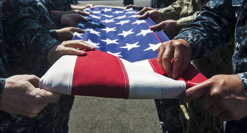 Soldiers Folding Flag