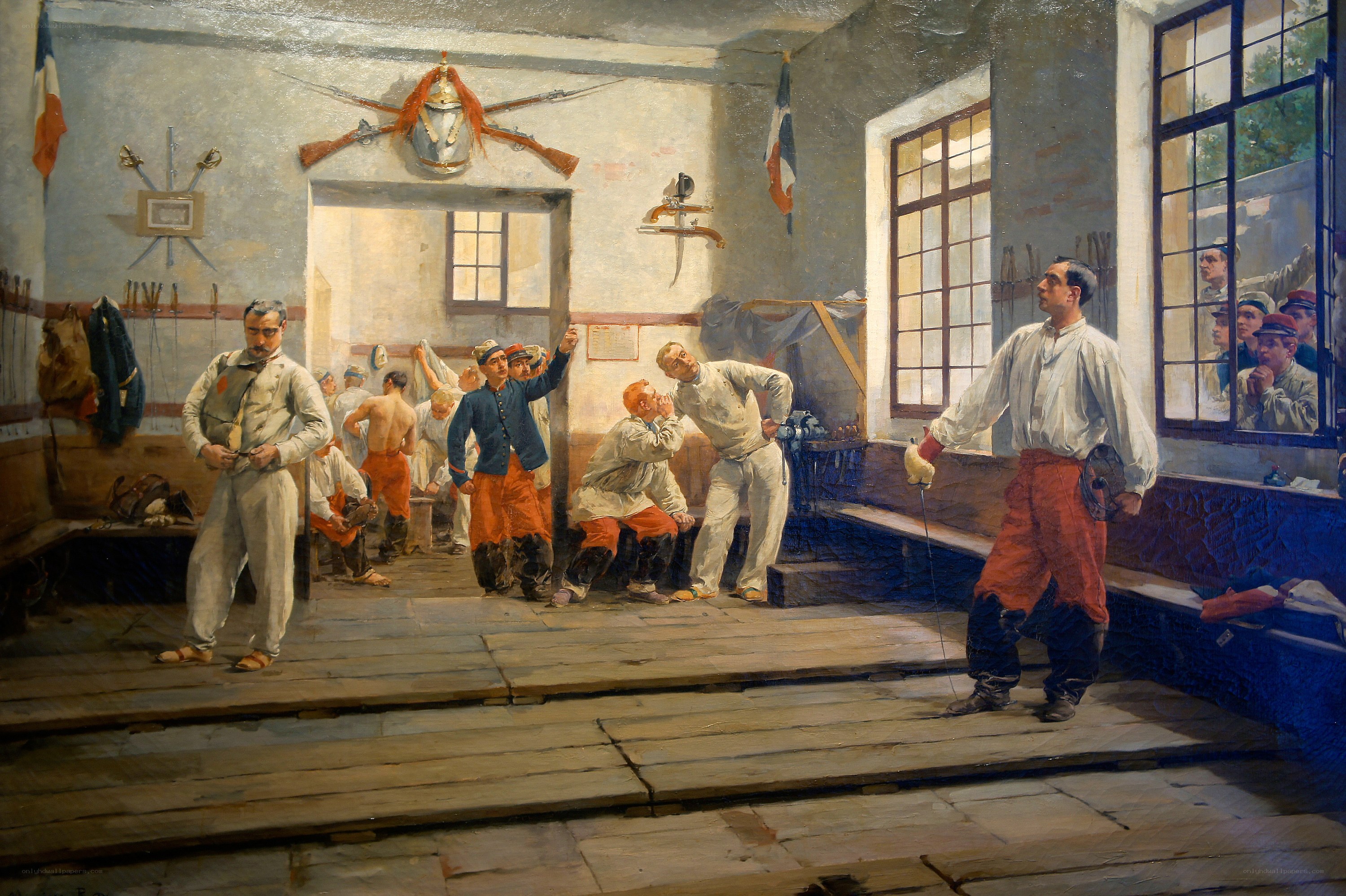 Soldiers in a barracks room