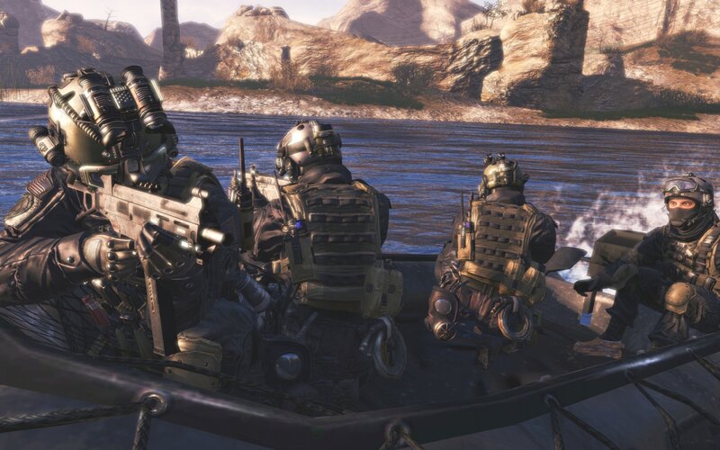 soldiers in a boat