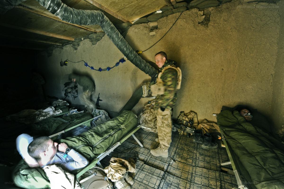 Soldiers in a bunker