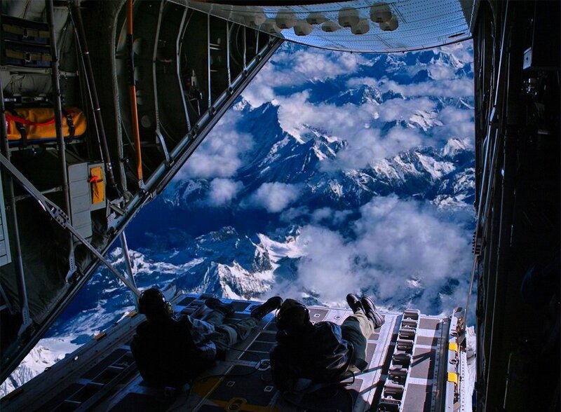 Soldiers in a cargo plane