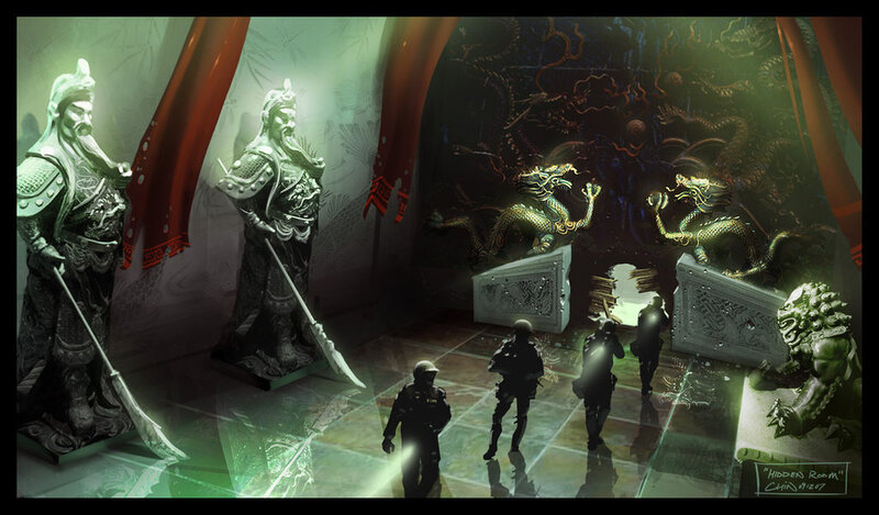Soldiers in a Chinese temple