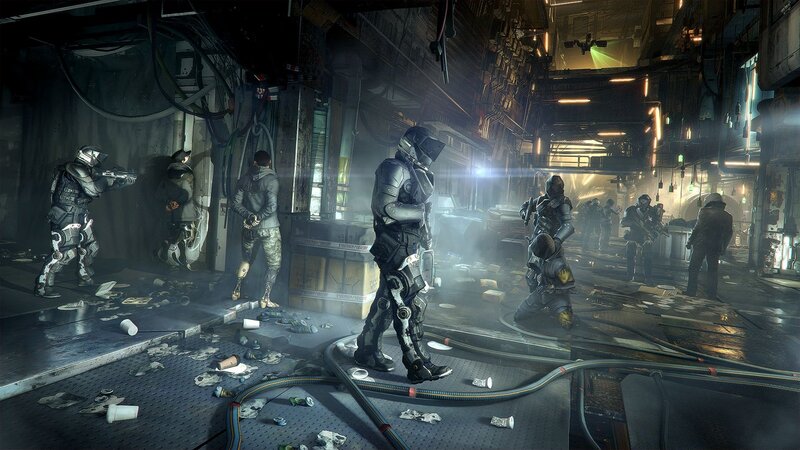 Soldiers in a Corridor — Gray