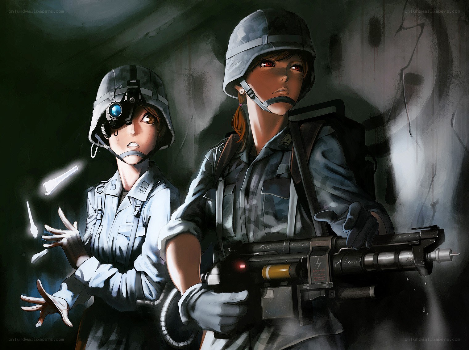 Soldiers in a dark tunnel