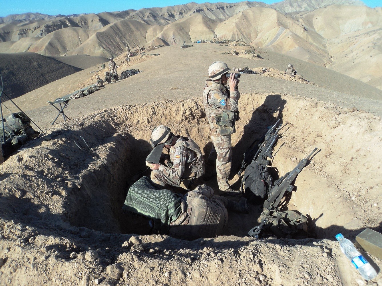 Soldiers in a desert trench