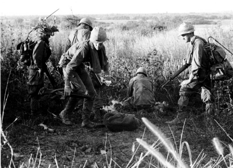 Soldiers in a field during war