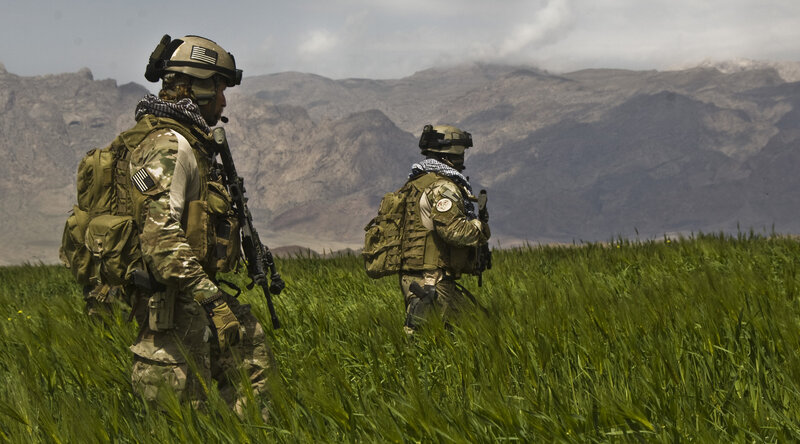 Soldiers in a green field
