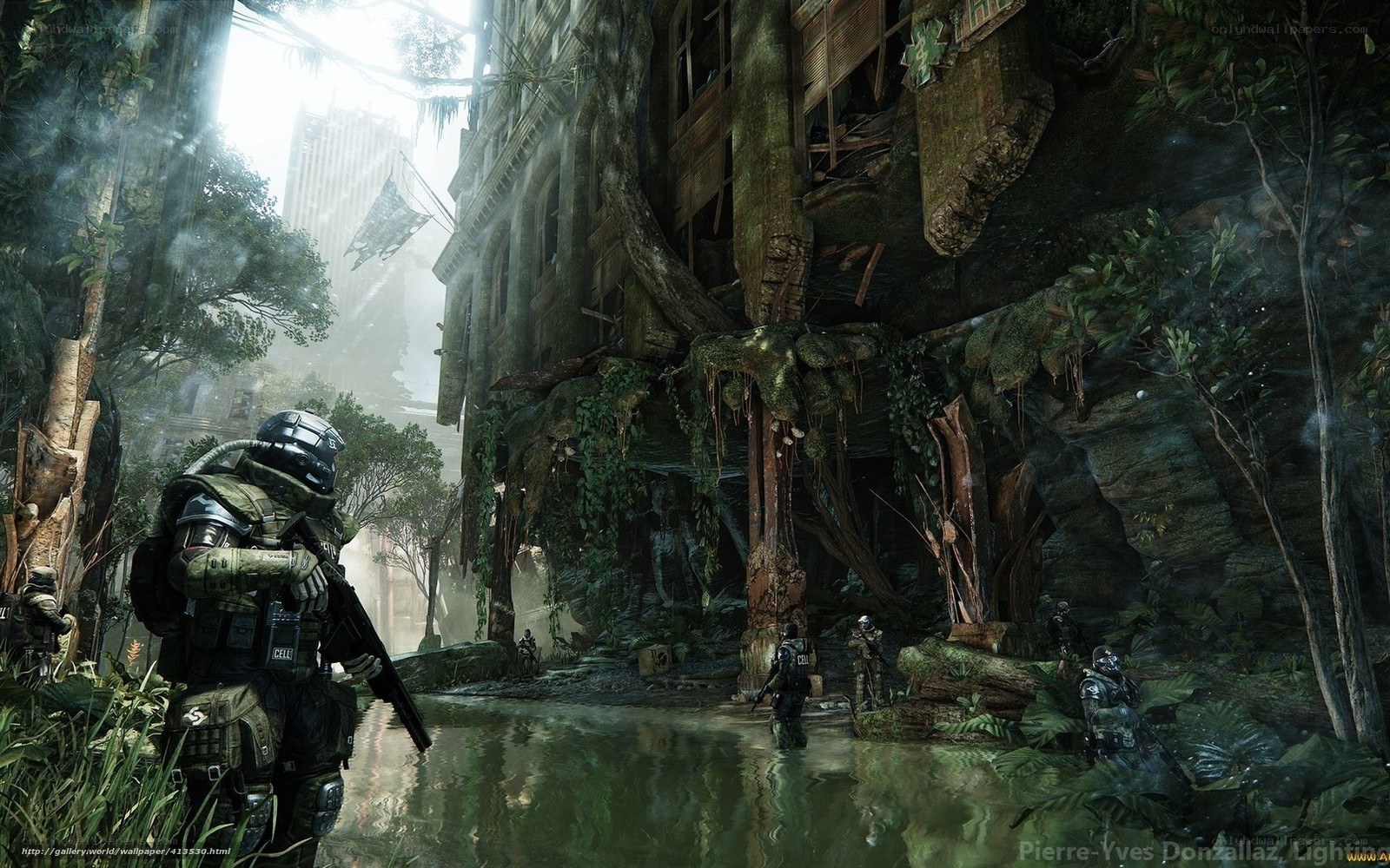 Soldiers in a jungle city
