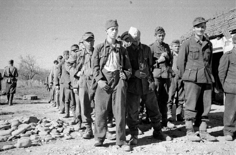 Soldiers in a line during wartime