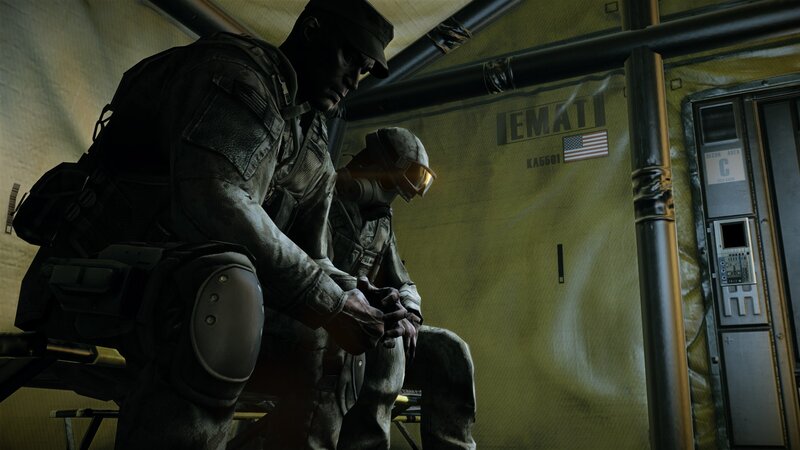 Soldiers in a military tent