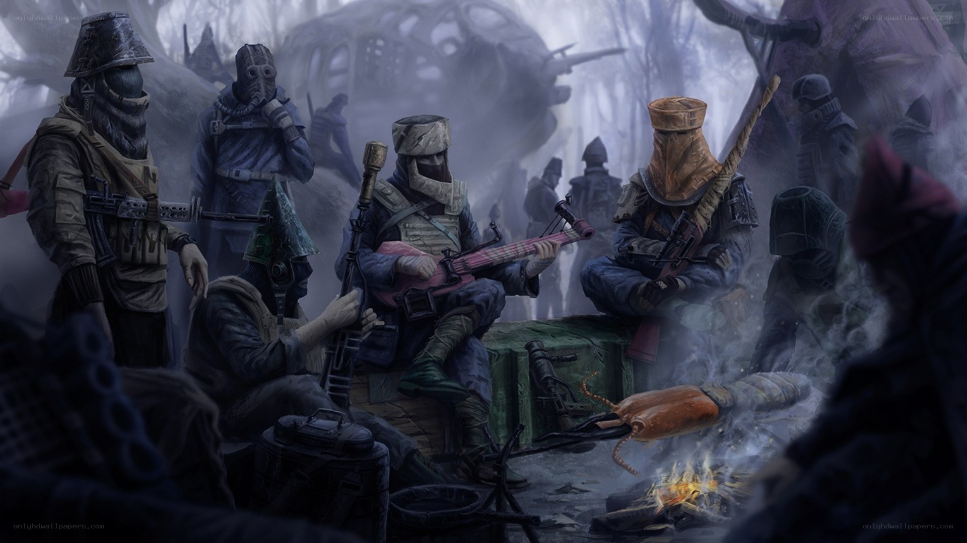 Soldiers in a post-apocalyptic camp