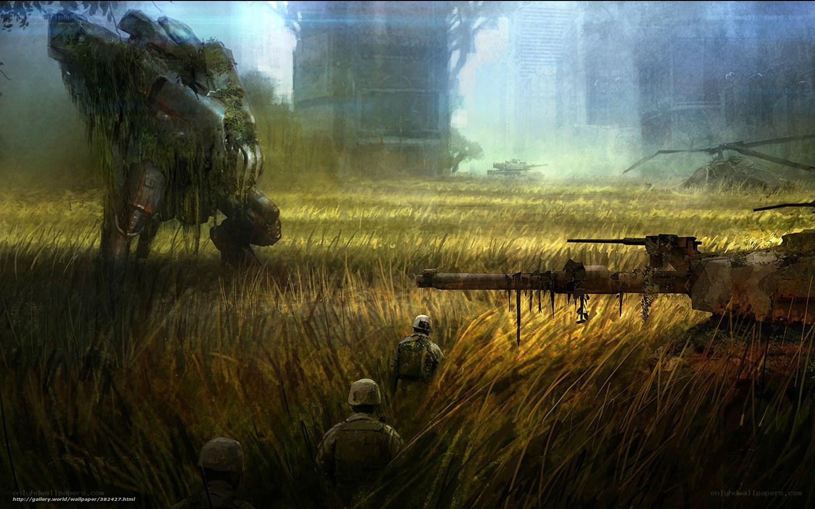 Soldiers in a post-apocalyptic field