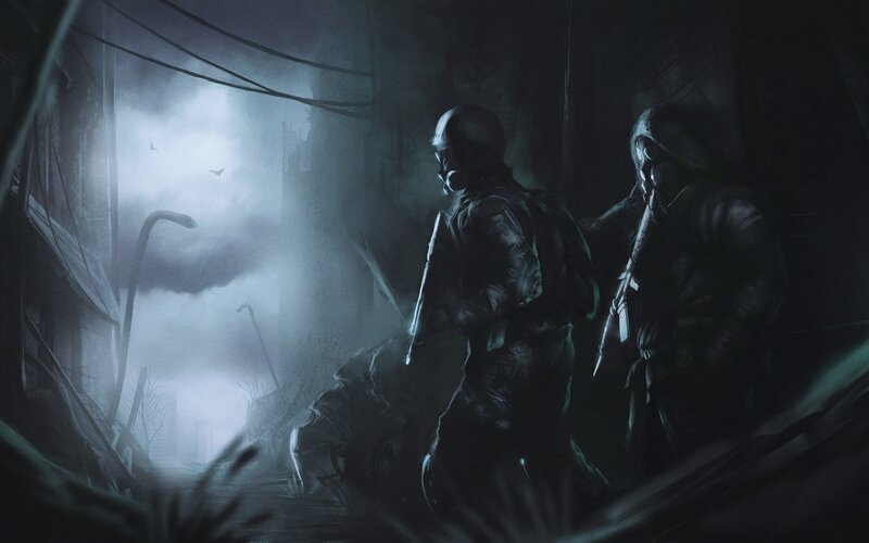 soldiers in a ruined city