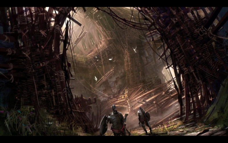 soldiers in a ruined city